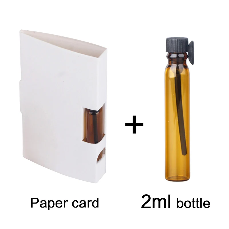 White card 2ml amber 100 шт./лот 1 мл 2 мл флакон для духов бумажная упаковка для карт многоразовая парфюмерная бутылка флакон-капельница коричневая ароматическая пробирка - Цвет: White card 2ml amber