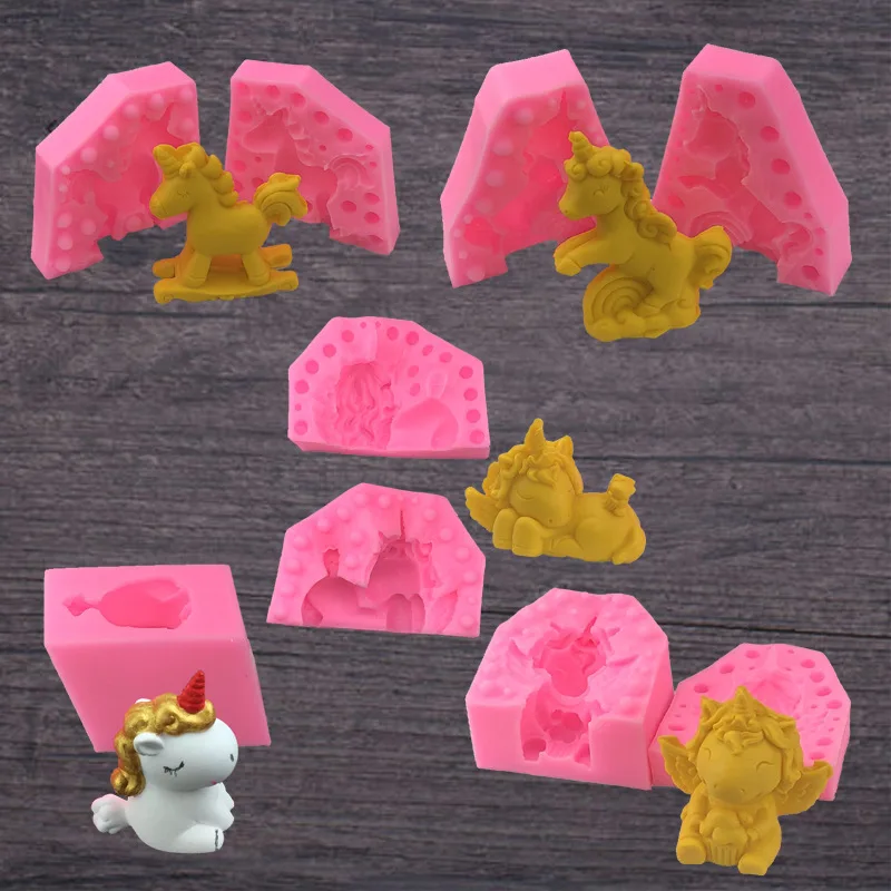3D единорог силиконовая форма DIY Детский праздничный торт с фонданом инструменты