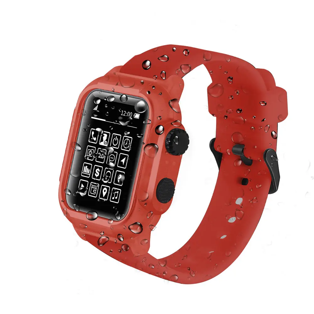 Спортивный ремешок для Apple Watch, ремешок, водонепроницаемый чехол, 44 мм, 42 мм, iWatch Series 5, 4, 3, 2, силиконовые браслеты, браслет, защитная крышка