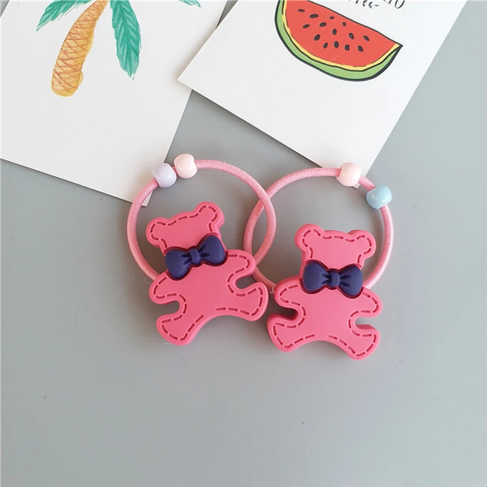 2pc/lot Little Girls' Flower Bow Hair Ties Crown Rabbit Bear Patternr Resin Plastic Band Rope Head Decoration HT065 | Детская одежда