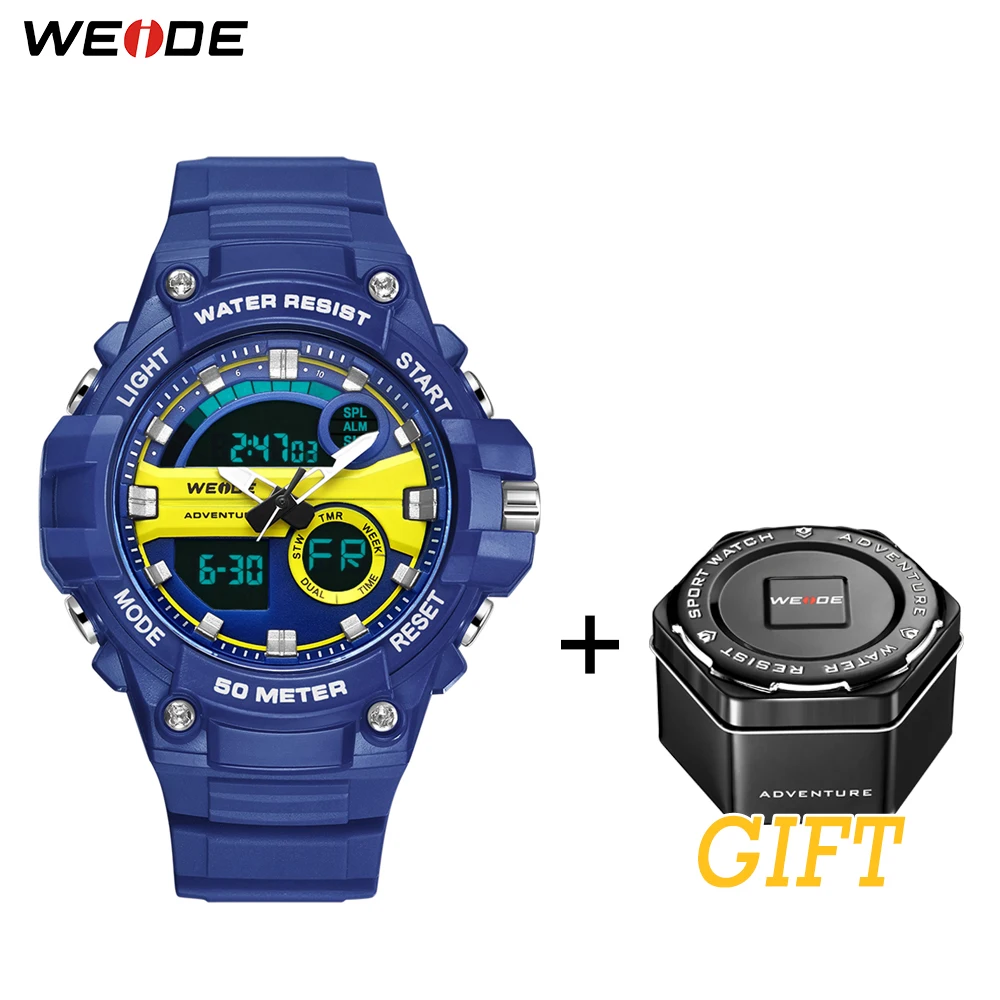 WEIDE Новые Модные мужские спортивные часы кварцевые аналоговые светодиодные