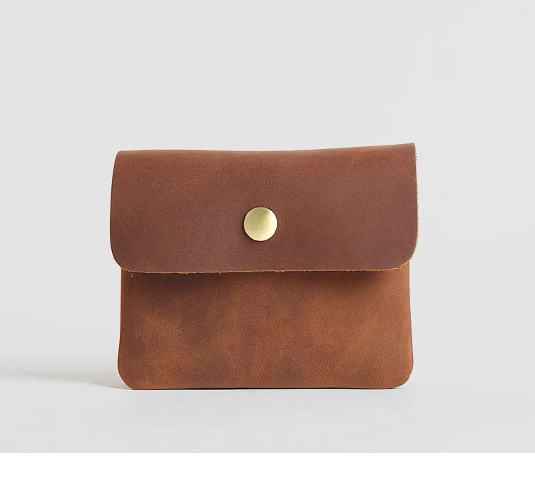 Brown 2 Натуральная кожа, винтажные мужские кошельки, Мини Женский кошелек для монет, короткий, Воловья кожа, маленький карман для денег, мужской кошелек для монет, ID, кредитный держатель для карт, новинка - Цвет: Brown 2