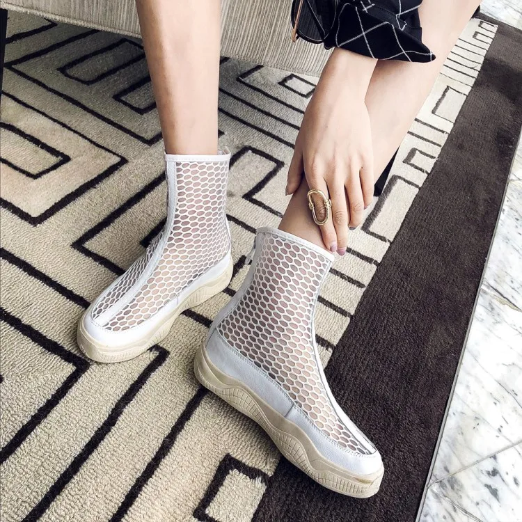 Женские сетчатые ботинки на молнии сзади большие размеры 9 10 11-15 | Обувь