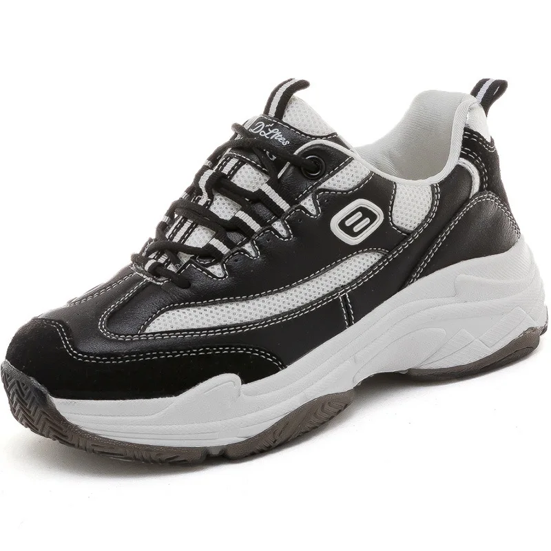 Black sneakers women {D& Henlu}/белая женская обувь для отдыха; коллекция года; обувь для бега; женские дышащие кроссовки на платформе 5 см, визуально увеличивающие рост; женская обувь; s Bambas Mujer - Color: Black sneakers women