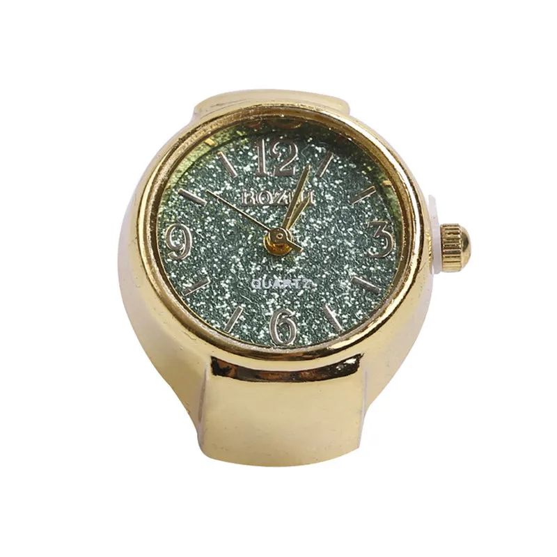 Креативные Позолоченные эластичные кольца из сплава с аналоговыми кварцевыми