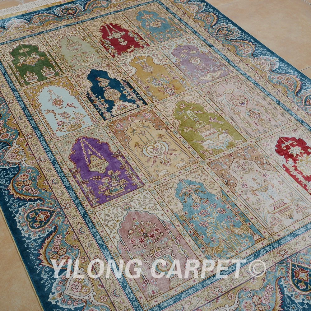 Традиционный садовый коврик Yilong 4 'x 6' всесезонный дизайнерский иранский