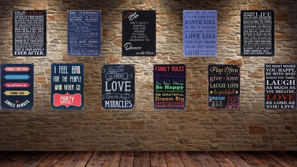 1 шт. Любовь жизнь цитаты слова кофе винтажный ресторан магазин Оловянная