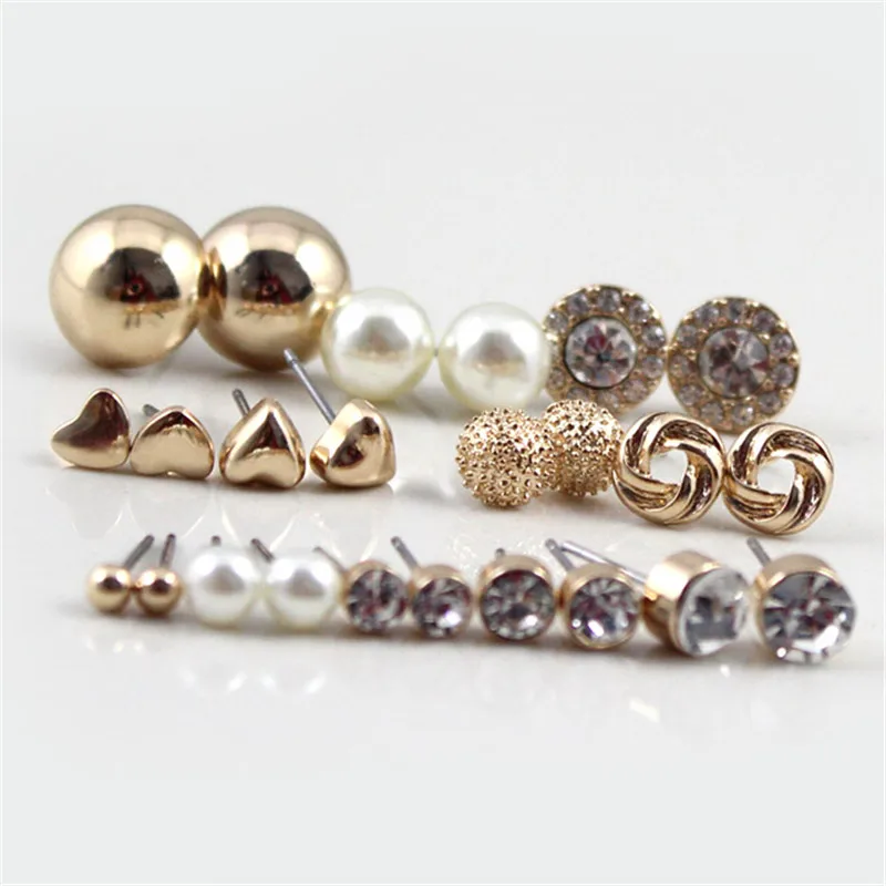 12 пар/комплект женские круглые серьги гвоздики|12 pairs|earrings setset fashion |