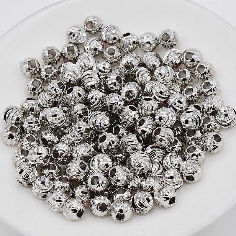 Silver color 30 шт./лот, 3 мм, розовое золото, серебро, европейские круглые бусины, металлические бусины, свободные бусины, подходят для браслета, ожерелья, ювелирных изделий - Цвет: Silver color