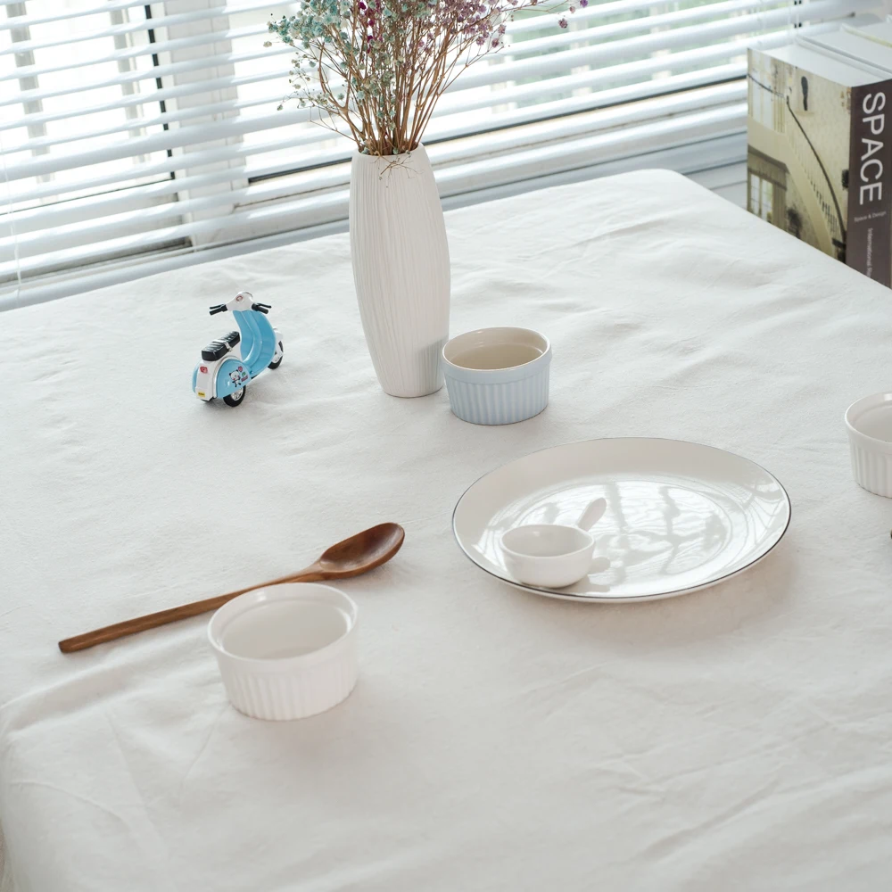 Novzo льняная хлопковая ткань прямоугольная кисточка для скатерти белый плед пряжа