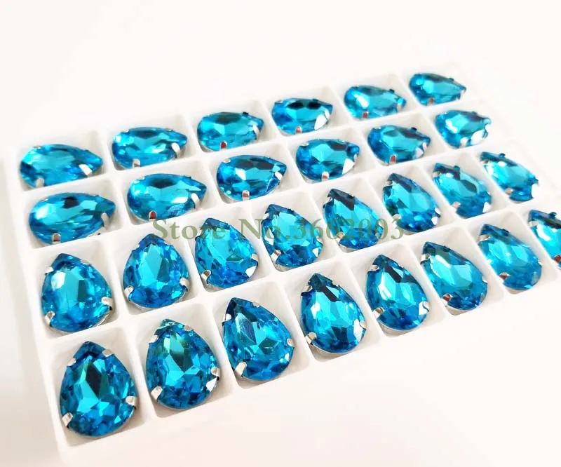 Озеро синий Каплевидная форма высокое качество плоские стеклянные кристаллы