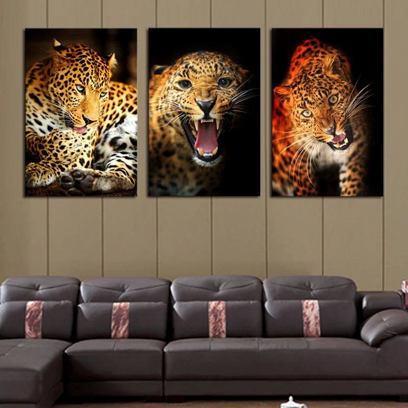 3 шт./компл. большая HD желтая картина с леопардом печать живопись на холсте