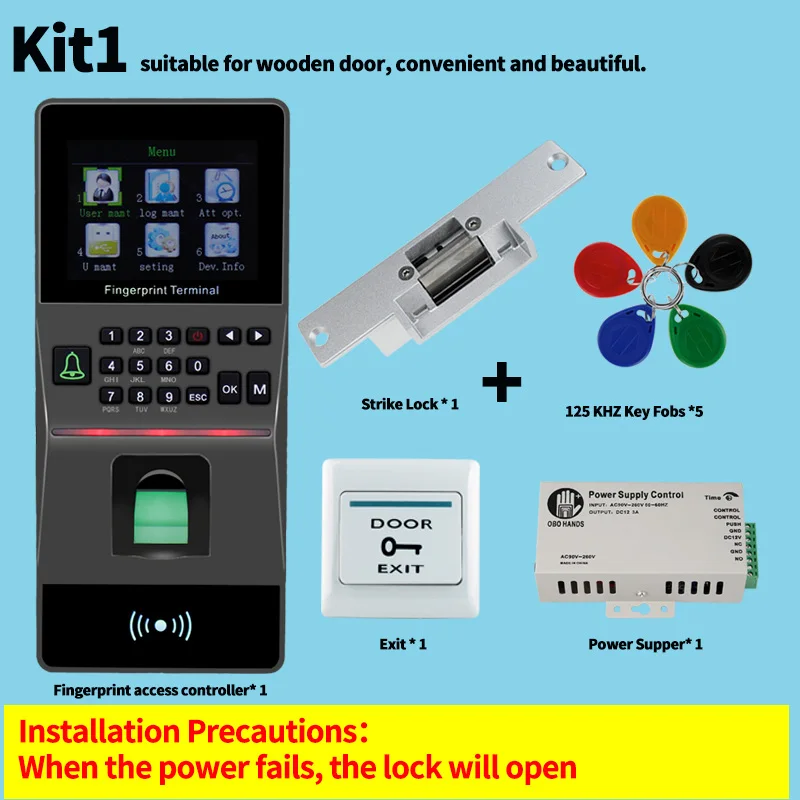 Kit 1 Считыватель отпечатков пальцев Биометрический Дверной замок diy kit Поддержка Usb Tcp ip RS 485 посещаемость времени RFID система контроля доступа - Цвет: Kit 1