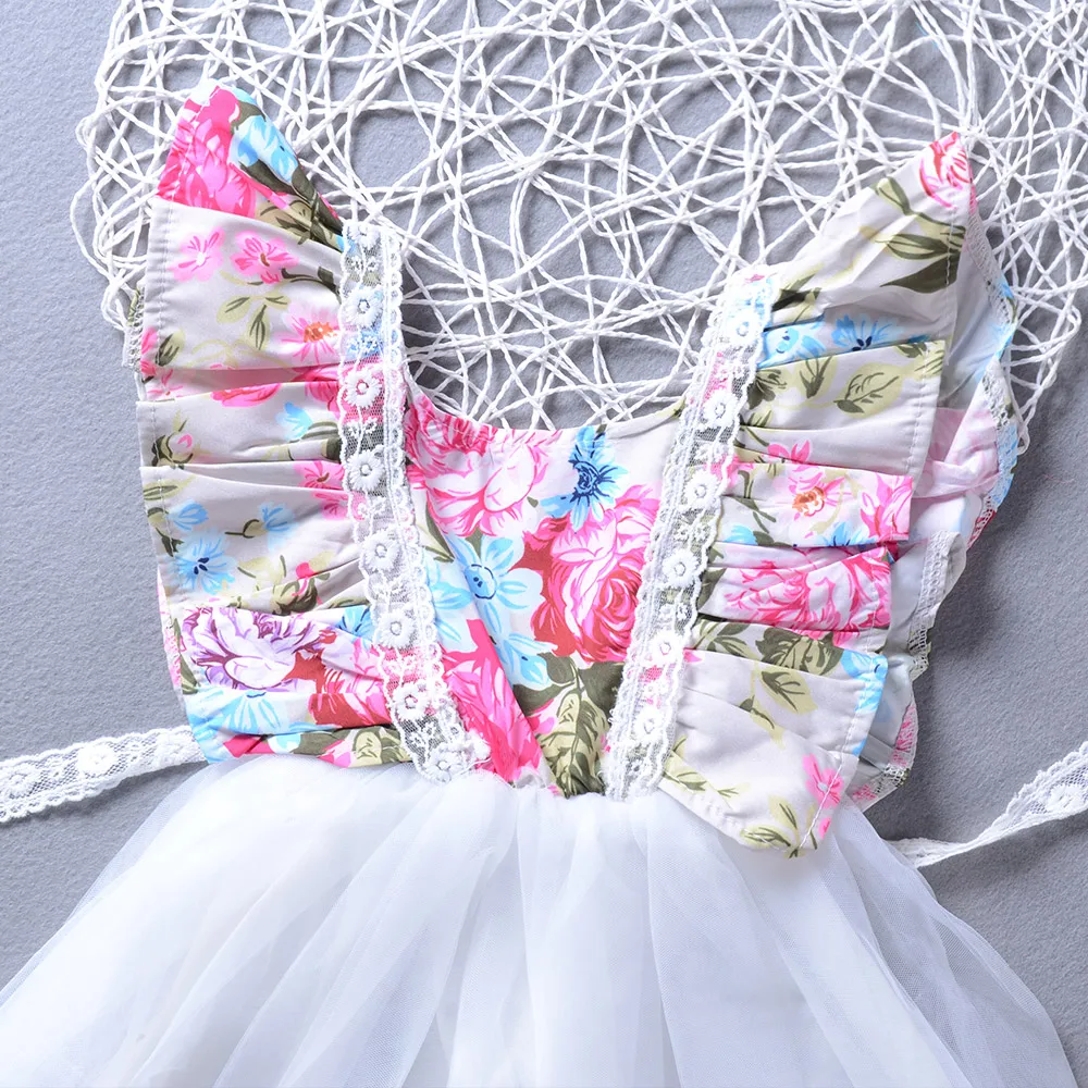 Baby Girl Summer Cute Lace Ruched Dress Floral Ruffled Princess Dresses Children Girls Clothing Set | Детская одежда и обувь