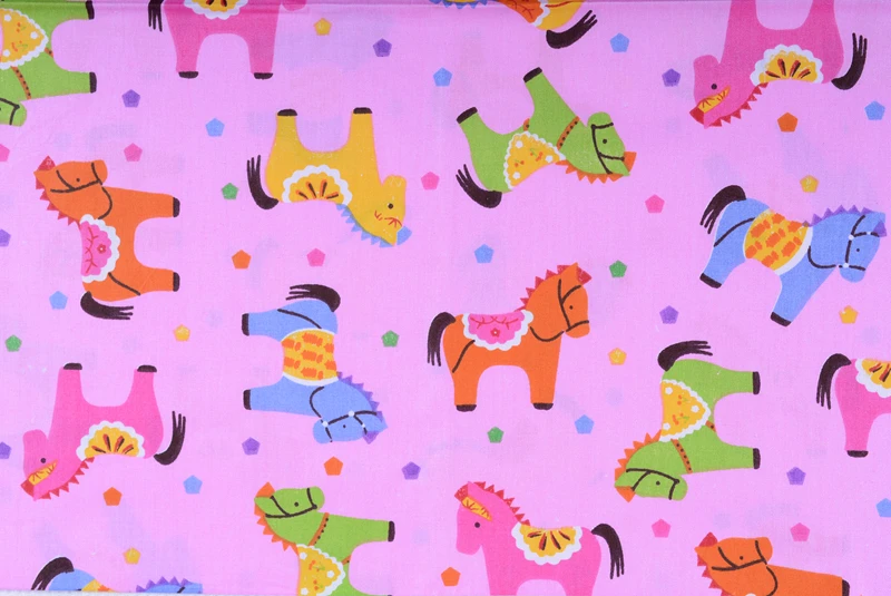 Half Meter 160*50cm Cute Horses Printed 100% Cotton Fabric for Children Bedding Sheets Pillows Twill Cloth Sewing Quilting | Дом и сад