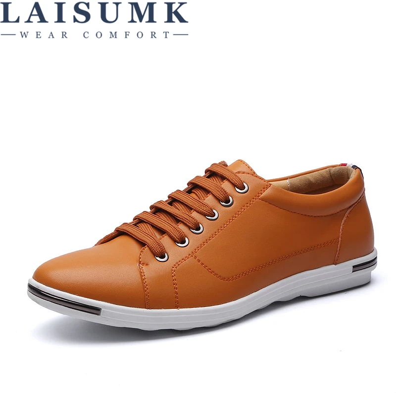 2021 LAISUMK Leather Men Casual Shoes Spring Breathable Soft Driving Men's Handmade Chaussure Homme Net Surface Loafers | Обувь