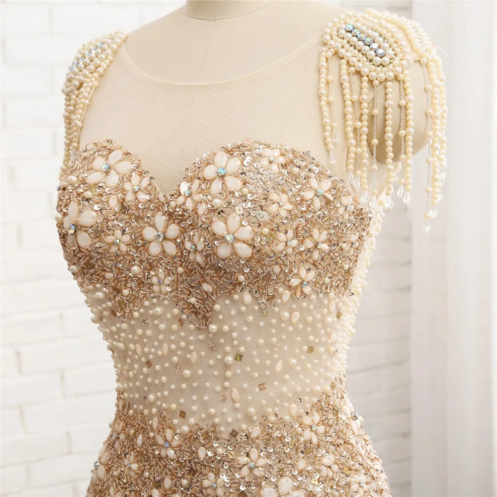 Новые красивые длинные тюлевые вечерние платья 2018 с открытой спиной Украшенные