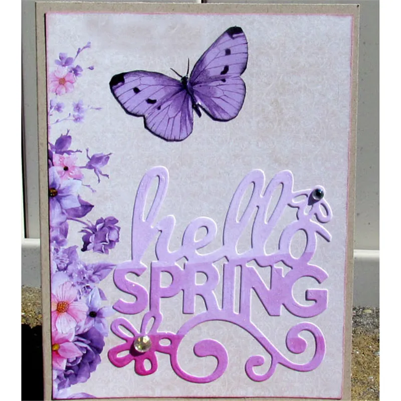 Hello Spring Letter Metal Cutting Dies for Scrapbooking New 2019 Die Cuts Card Making Fustelle Cut Stitch Craft | Дом и сад