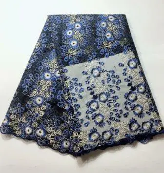 Dark Navy В африканском стиле; кружевное платье с цветочным рисунком узор 120 см ширина ткань для свадебного продаются по 5 двор - Цвет: Dark Navy