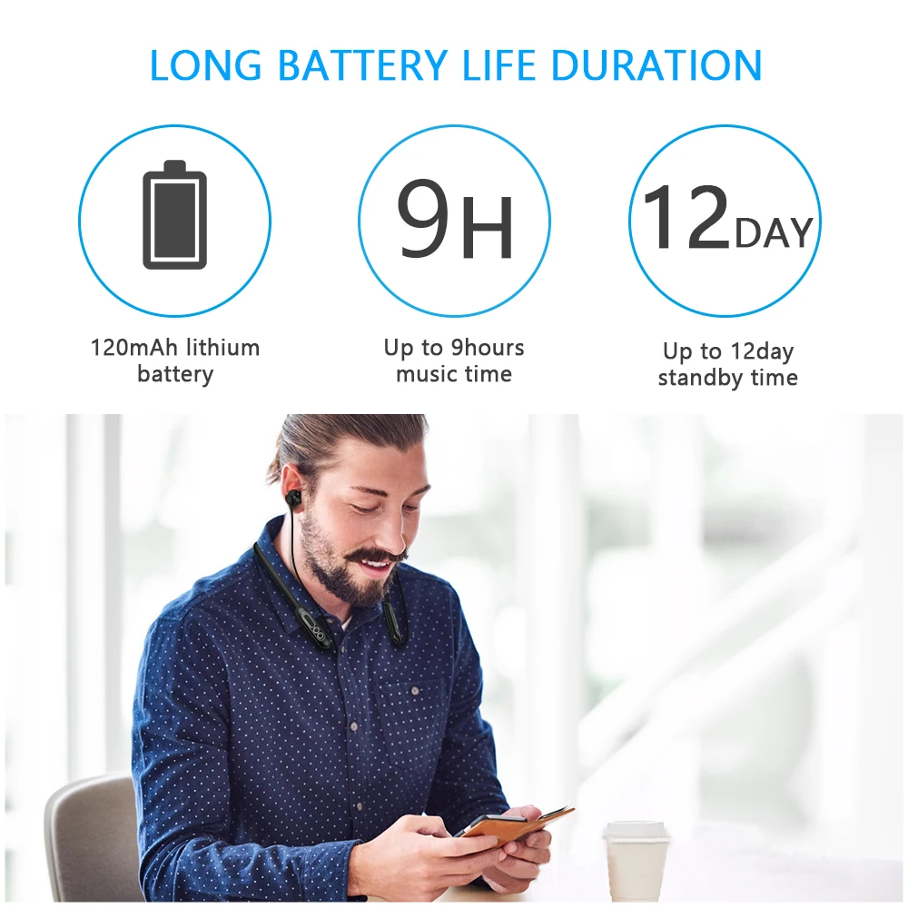 TOPROAD Bluetooth наушники с микрофоном свободные руки спортивные водонепроницаемые