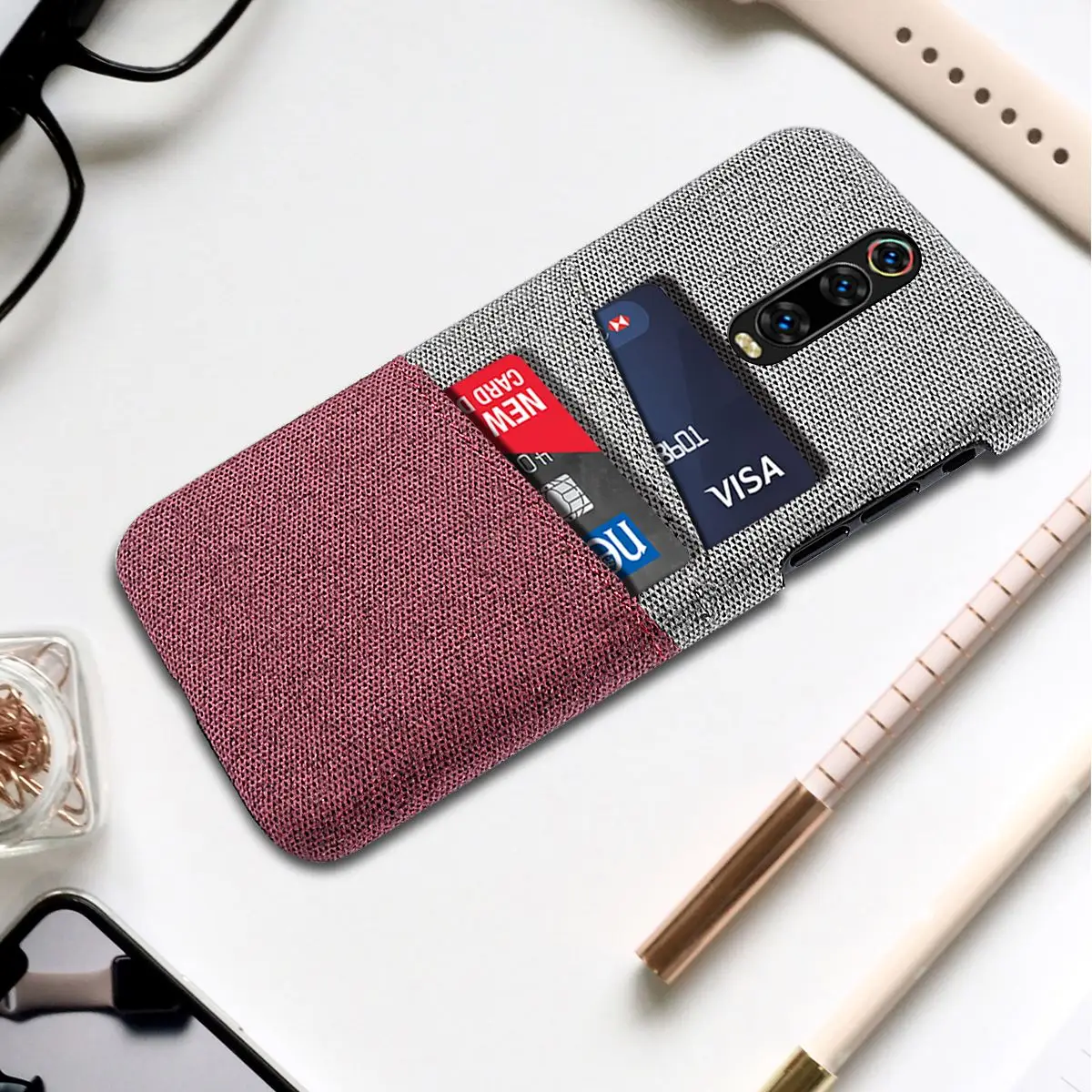 Для Xiao mi Red mi K20 чехол тонкий Жесткий ПК с защитой от царапин тканевый защитный чехол для Xiaomi mi 9T красный mi K20 чехол держатель для карт