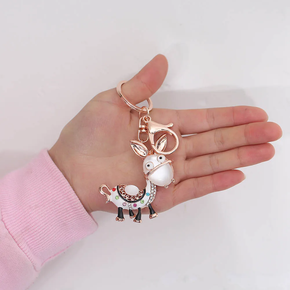 Lovely Donkey Keyring Alloy Rhinestone Keychain Car Purse Bag Buckle HandBag Pendant Charm Key Chains Fine Jewelry Gift @M10 | Украшения и