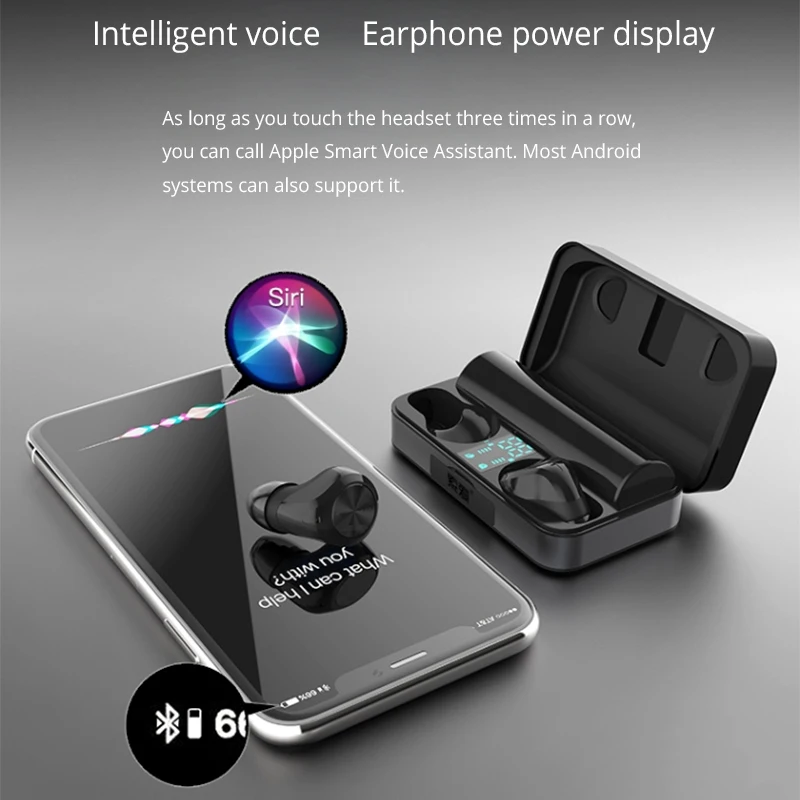 TWS Bluetooth наушники 5,0 мини спорт HIFI стерео Мощный светодиодный дисплей Touch беспроводные наушники игровая гарнитура с микрофоном зарядная коробка