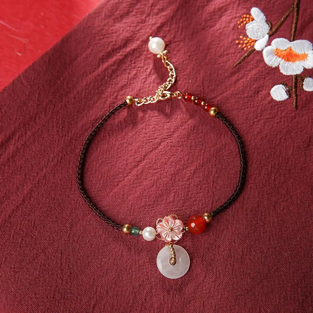 Ethnic Handmade Shell Bead Green Red Stone Flower Anklet Rope Unique Foot Ornaments Zinc alloy Female Accessories JL-190309 | Украшения и