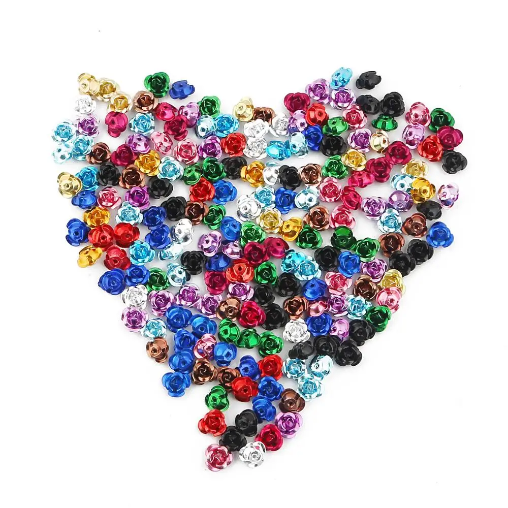 Бусины алюминиевые в виде цветка розы 6/8/12 мм|beaded chain mail jewelry|bead capbeaded flower girl dress |