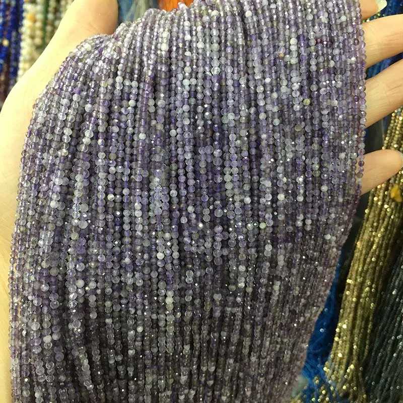 Amethysts Маленькие бусины из натурального камня, бусины из натурального граната, апатит 2 мм, разделенные бусины для изготовления ювелирных изделий, ожерелье, браслет своими руками - Цвет: Amethysts