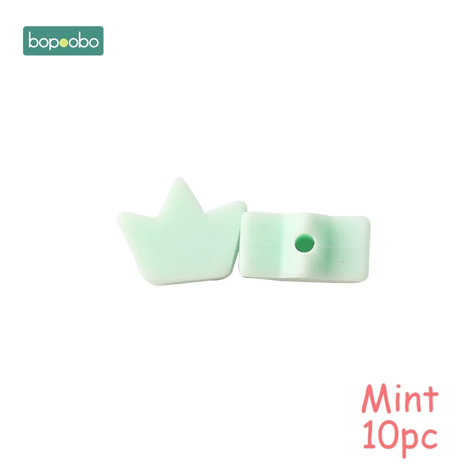 Mint Crown Bopoobo 10 шт Силиконовые Бусины, пищевой силиконовый Прорезыватель зубов в виде звезды, Товары для малышей, силиконовый браслет для грызунов, сделай сам, детский Прорезыватель для зубов - Цвет: Mint Crown