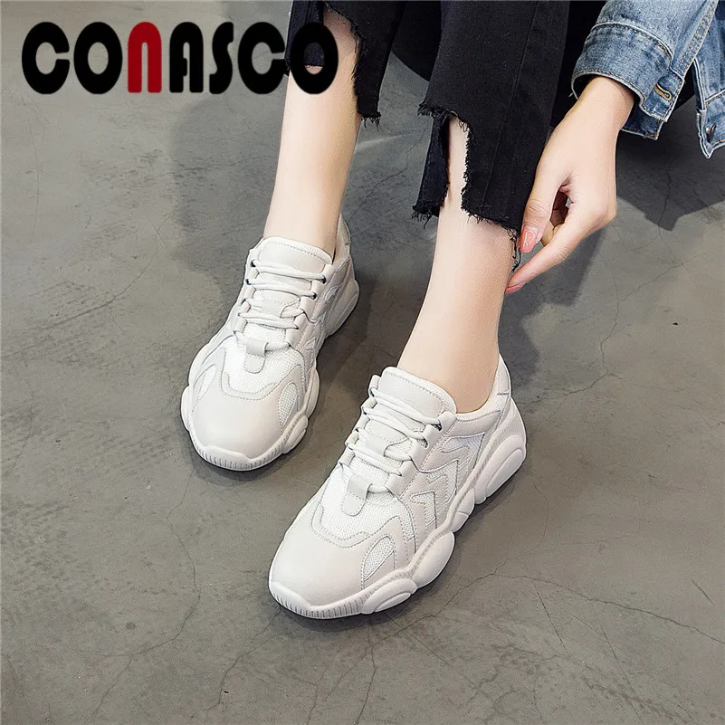 

CONASCO Classic Women Sneakers Breathable Mesh Platforms Flats Spring Summer Casual Shoes Basic Office Lady Working Shoes Woman