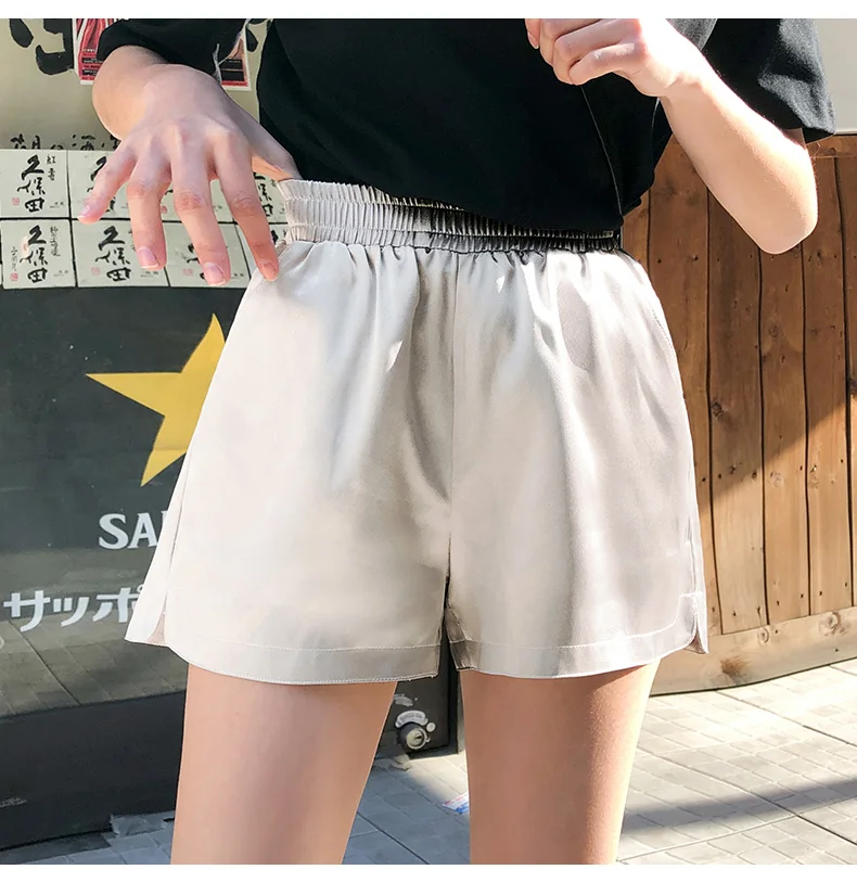 BIVIGAOS, женские летние шорты, Harajuku, милый стиль, Кристальный атлас, повседневные, для сна, короткие, шелковистые, блестящие, с высокой талией, корейские, домашние шорты