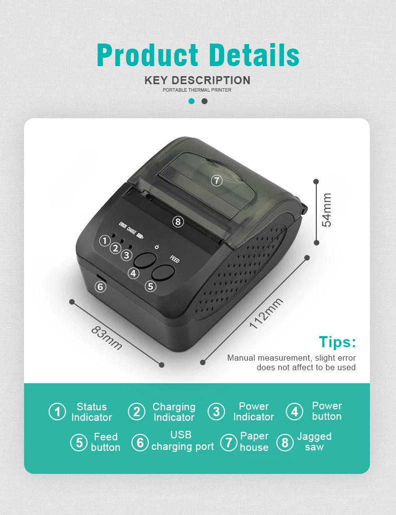 Дешево! JEPOD JP-5809LYA 58 мм USB Термальный чековый принтер Bluetooth беспроводной банкнот-принтер для Android, IOS, Windows системы
