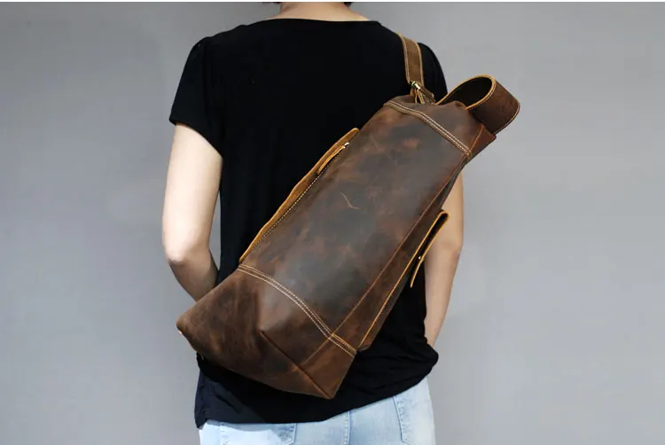 Винтажная сумка Crazy Horse из натуральной кожи, мужская сумка bolsas Sling, нагрудная сумка для мужчин, сумка через плечо, повседневная сумка через плечо