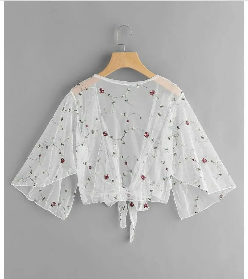 Женская Пляжная накидка с длинным рукавом купальный костюм топы цветочным