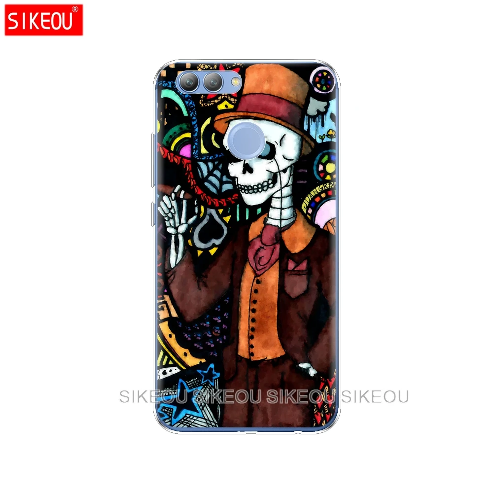 Silicone phone Cover Case for huawei Y3 Y6 Y5 2 II 2017 nova 3e 2s LITE plus soft tpu Cute Flower Skull coloured drawing |