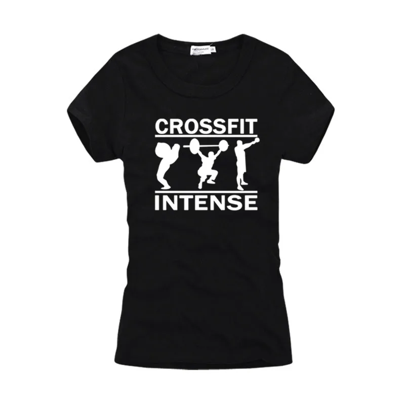 2018 Для женщин летние футболка Crossfit интенсивные печатных Фитнес Футболка Camiseta