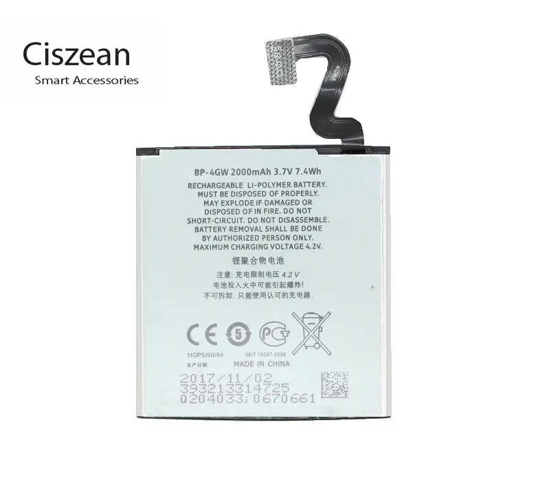 Аккумулятор Ciszean для телефона Nokia Lumia 2000 920T BP4GW BP 4GW 1 шт. 920 мАч|Аккумуляторы
