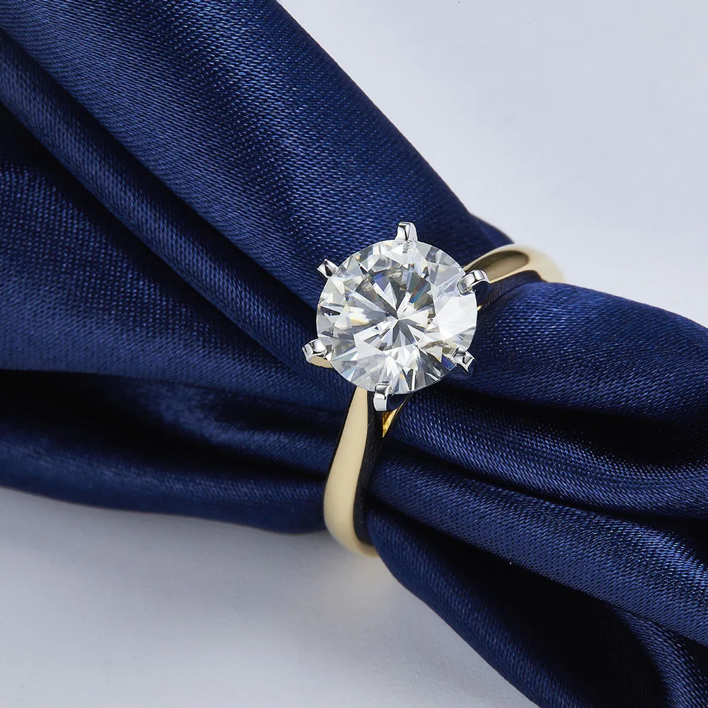 Женское Обручальное Кольцо NiceGems 14K 585 двухцветное Золотое моиссанитовое кольцо