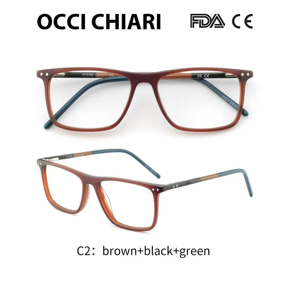 C2 Оправа OCCI CHIARI, оправа для очков, мужские оправы по рецепту, ацетат, мужские Модные оправа для очков, оптические очки, черные W-COSCO - Цвет оправы: C2