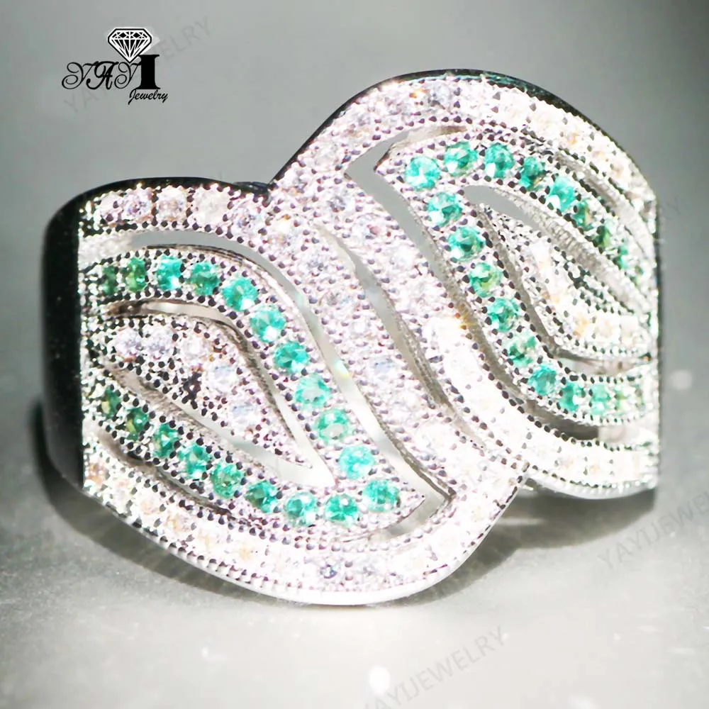 1048 YaYI кольцо с голубым кристаллом 5.6CT мульти заполнение циркониевым серебром обручальные кольца свадебные кольца сердце день Святого Валентина девушки кольцо 042 - Цвет основного камня: 1048