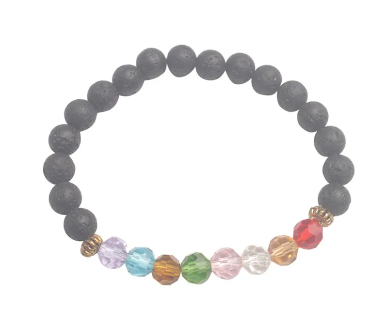 

5PCS Men Women 8mm Crystal Glass Lava Beaded Stretch Bracelets