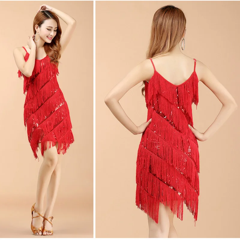 2018 сексуальные женские платья с блестками и кисточками для латинских танцев