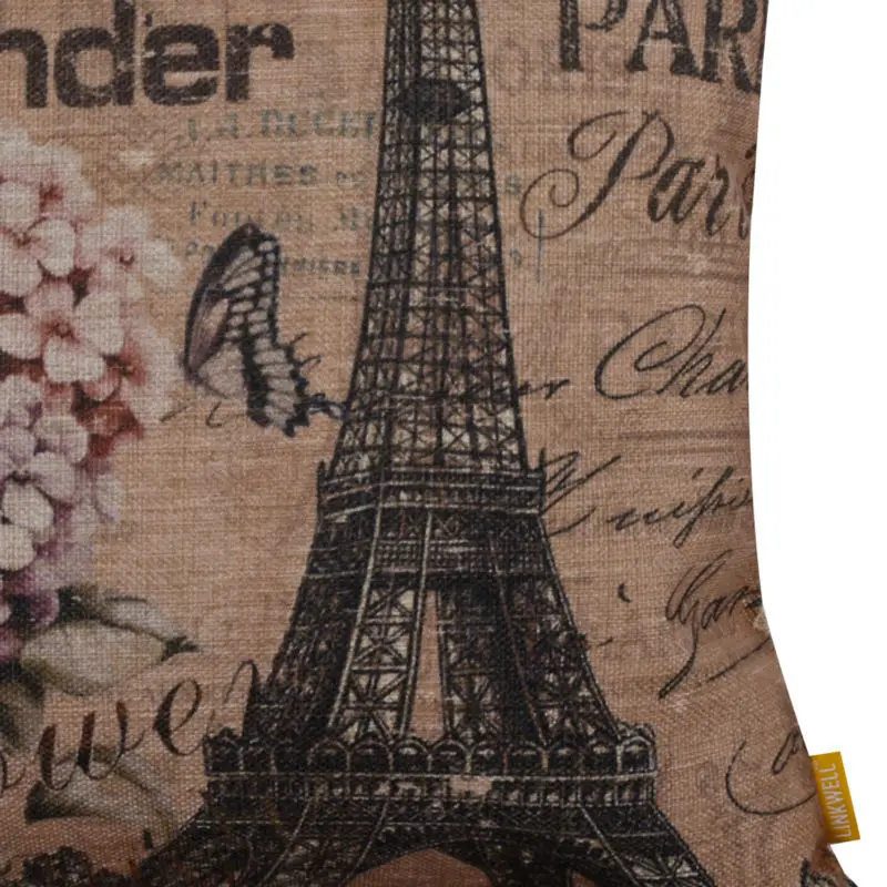 Фото LINKWELL 18x18" Retro Antique Paris Eiffel Tower Lavender Burlap Cushion Cover Throw Pillowcase Accent French France Дом и сад LINKWELL 18x18" Retro Antique Paris Eiffel Tower Lavender Burlap Cushion Cover Throw Pillowcase Accent French France Дом и сад