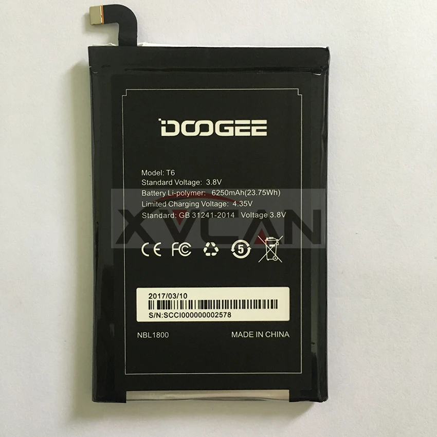 Аккумулятор Homtom HT6 6250 мАч Новые запасные аккумуляторы для телефона и DOOGEE T6 |
