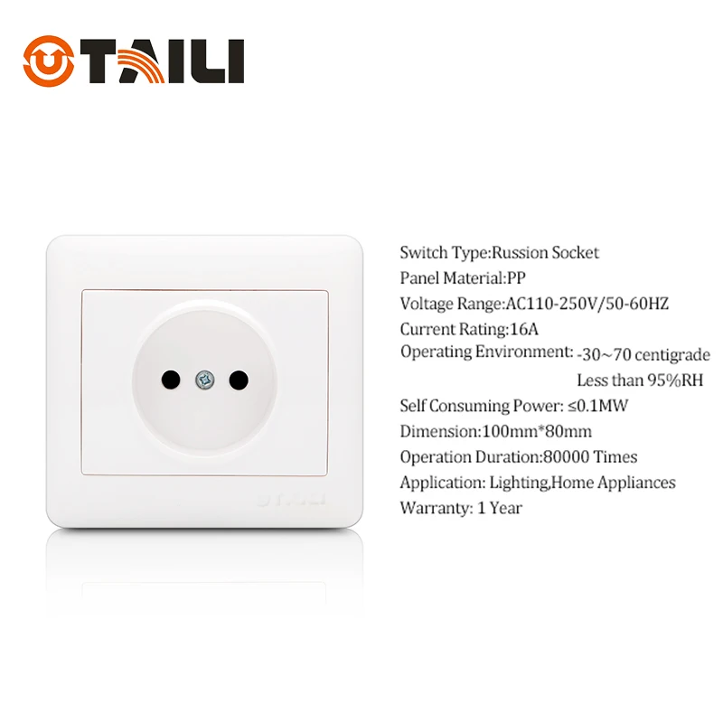Бренд Taili розетки 1 Gang ЕС Стандартный AC110~ 250 В 16a белые стены Мощность Разъем# tl3323-os