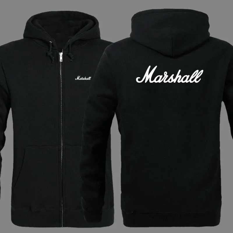 Толстовка с капюшоном на молнии с логотипом Marshall; зимние толстовки; куртка на молнии; хлопковое пальто; модная толстовка с капюшоном