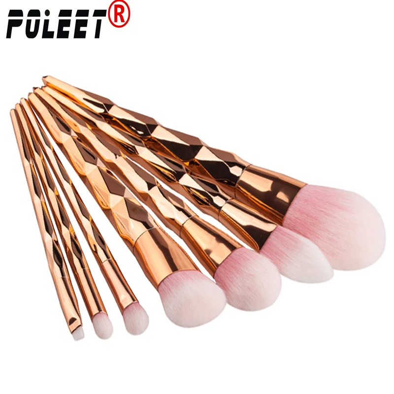 Free Shipping 7pcs/set Diamond Professional Mermaid Makeup Brushes Colorful Kit Foundation Eyeshadow Powder Brush | Красота и