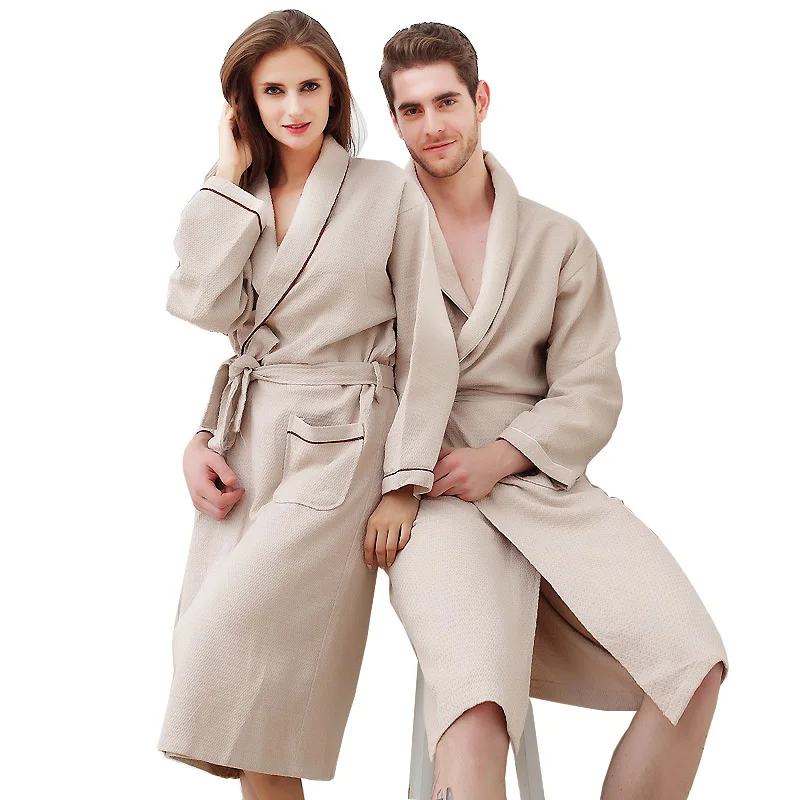 100% вафельный хлопковый Халат хлопок вафельные банные халаты для влюбленных